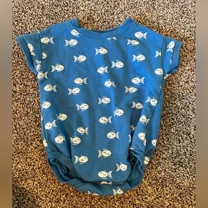 Blue Fish Print Baby Onesie Bubble